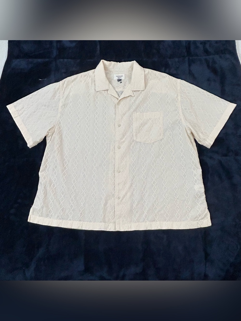 American Eagle AE Poolside Textured Printed Relaxed Fit Button-Up Shirt Men’s XL